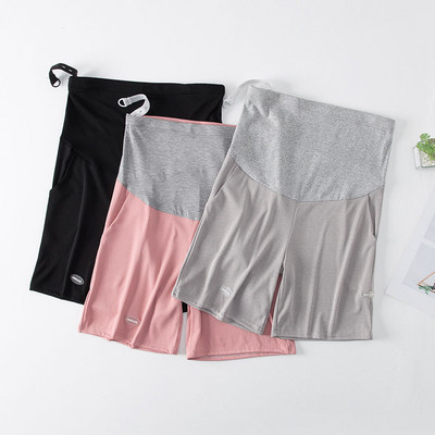 2024 Spring and Summer Pregnant Woman Ice Silk Half Length Belly Pants Maternity Empired Shorts Sweatpants Pregnancy Trousers