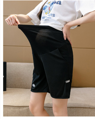 2024 Άνοιξη και Καλοκαίρι Έγκυος Ice Silk Παντελόνι κοιλιάς μισού μήκους Empired σορτς Φούτερ Παντελόνι εγκυμοσύνης