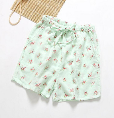 Puuvillased naiste pidžaamad lühikesed püksid, millel on lilledega trükkimine, lühikesed lahtised kodusalongi magamispüksid kevadiste kodupükste jaoks