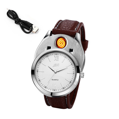 Lancardo férfi katonai elektronikus szivargyújtó kvarc órák töltő USB dohányzó bőr karóra újratölthető szélálló