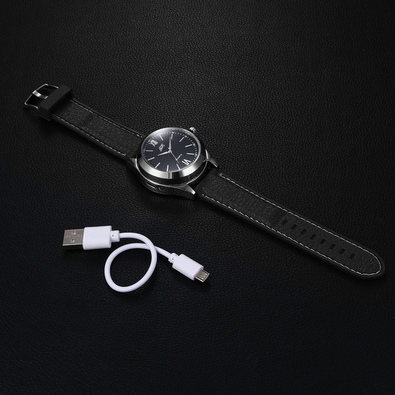 Lancardo férfi katonai elektronikus szivargyújtó kvarc órák töltő USB dohányzó bőr karóra újratölthető szélálló