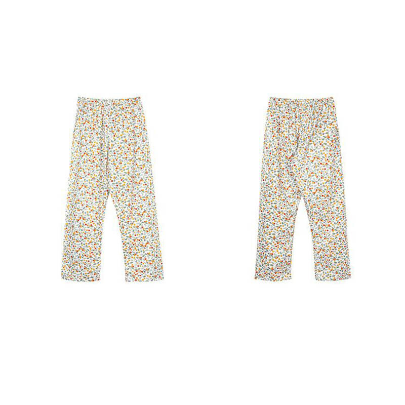 Pantaloni de pijama în stil coreean pentru femei Lenjerie de dormit de vară cu imprimeu până la gleznă, acasă, cu talie elastică, îmbrăcăminte de dormit nou