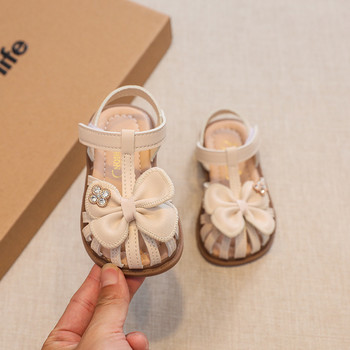 Летни бебешки обувки за малко дете, сандали за момичета, папийонка, мека подметка, противоплъзгащи се външни обувки, детски обувки за първи проходилки, бебешки сандалии 0-2 години