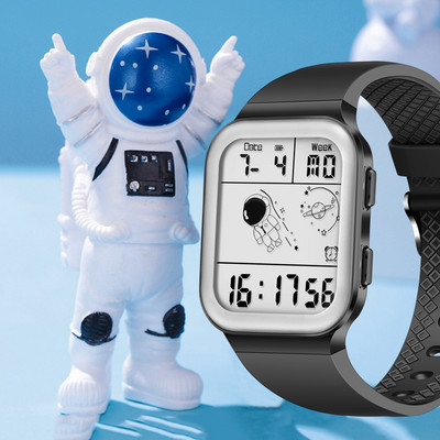 LIGE Fashion Sport vīriešu pulkstenis Astronaut Elektroniskais LED digitālais pulkstenis vīriešiem Modinātājs ikdienas silikona ūdensizturīgs gaismas vīriešu pulkstenis