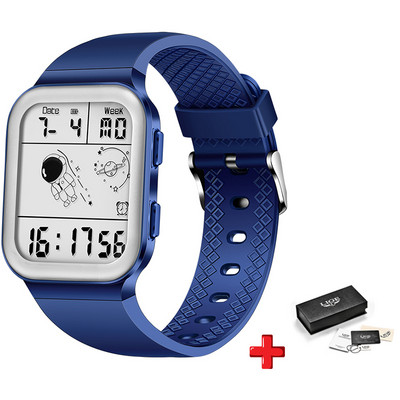 LIGE Fashion Sport vīriešu pulkstenis Astronaut Elektroniskais LED digitālais pulkstenis vīriešiem Modinātājs ikdienas silikona ūdensizturīgs gaismas vīriešu pulkstenis