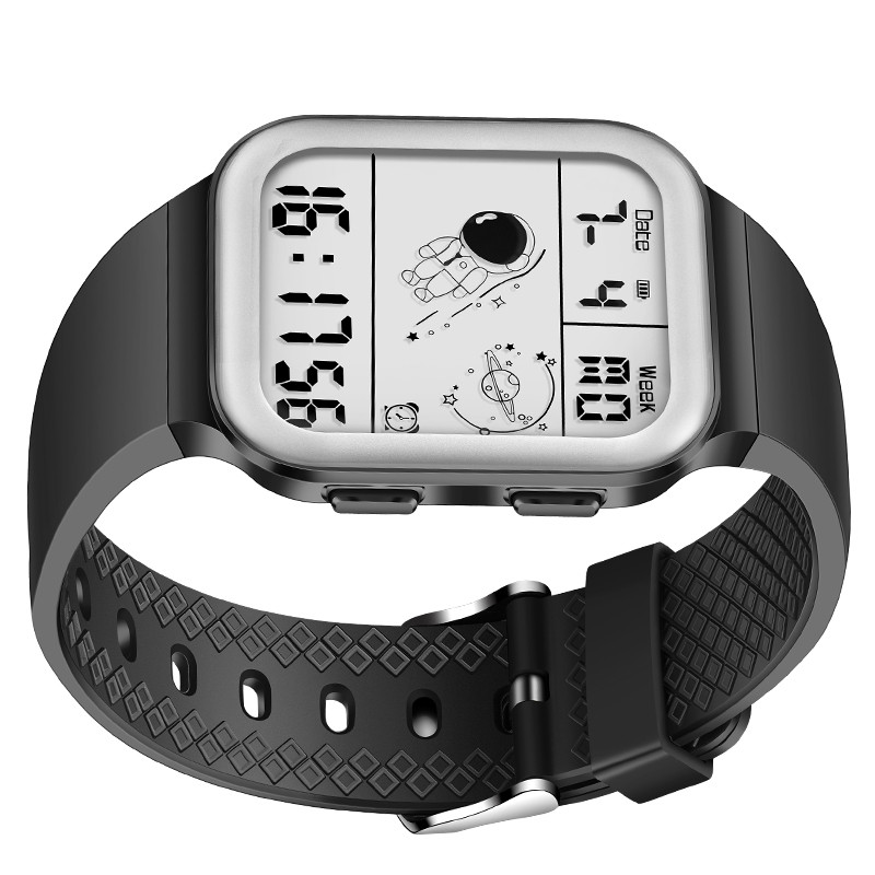 LIGE Fashion Sport vīriešu pulkstenis Astronaut Elektroniskais LED digitālais pulkstenis vīriešiem Modinātājs ikdienas silikona ūdensizturīgs gaismas vīriešu pulkstenis