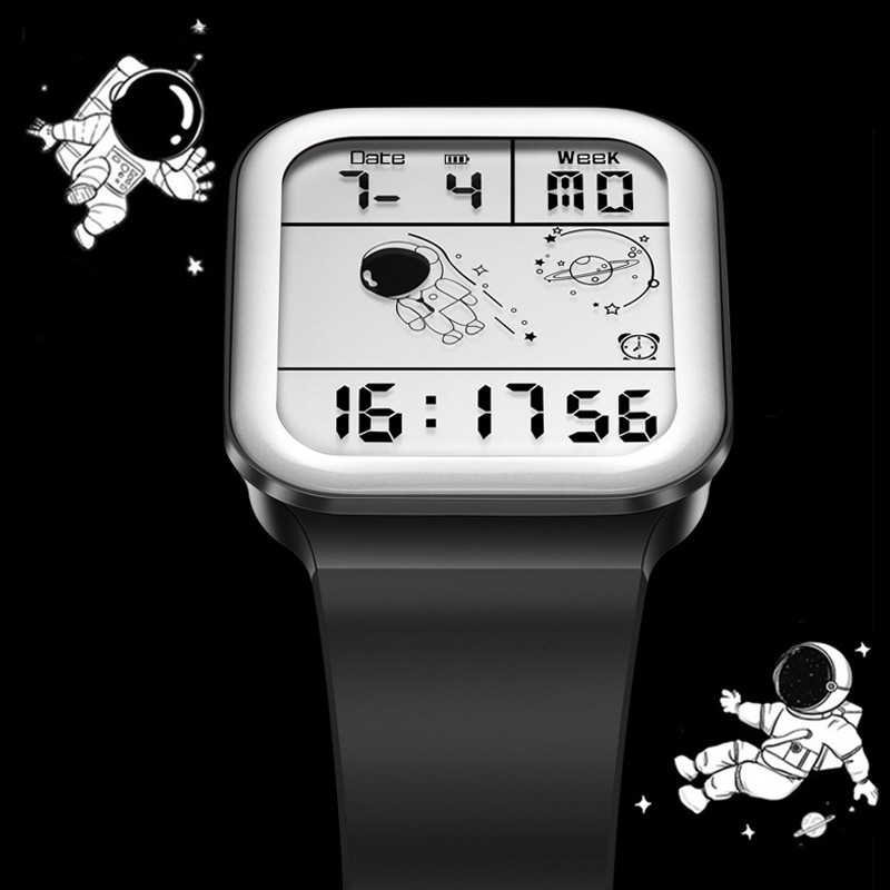 LIGE Fashion Sport vīriešu pulkstenis Astronaut Elektroniskais LED digitālais pulkstenis vīriešiem Modinātājs ikdienas silikona ūdensizturīgs gaismas vīriešu pulkstenis