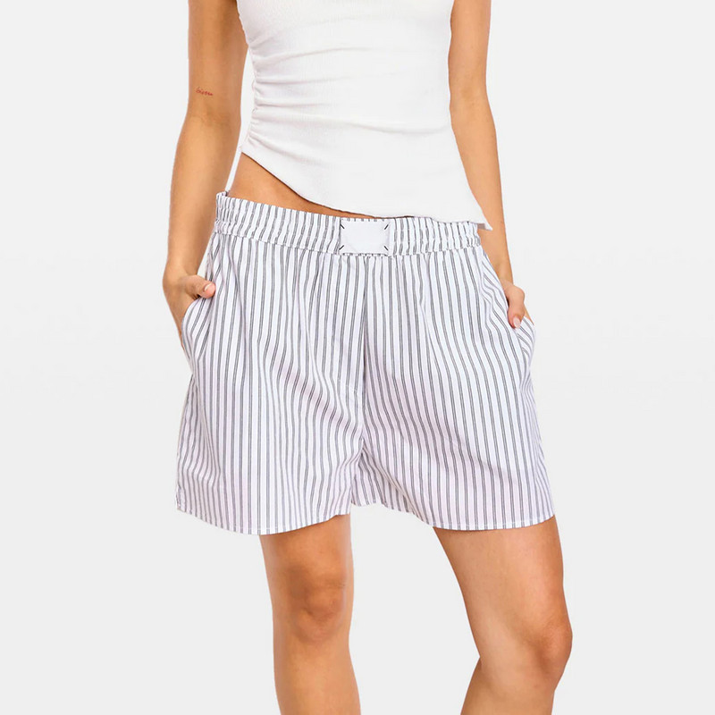 Combhasaki sieviešu Y2K Cleanfit pidžamas šorti ar svītrām, elastīgi, plats viduklis, brīvi ērti guļam bokseri vasaras ikdienas, plati kāju apakšai