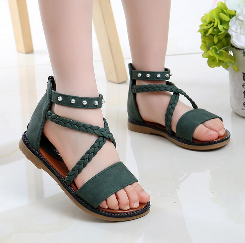 Bērnu Meiteņu Sandales Jauni Vasaras Apavi Toddler Meiteņu Neslīdoši Bērnu Pludmales Sandales Toddler Apavi Mīkstas Sandales Deju Apavi Romiešu apavi