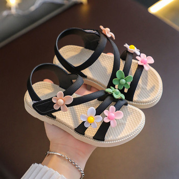 Летни сандали за малки момичета 2021 г. Ново цвете Семпли сладки розово зелени детски сандали Бебешки меки ежедневни обувки за момичета в училище