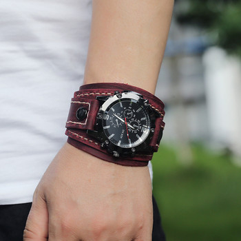 Винтидж мъжки часовник с кожена каишка Спортни кварцови мъжки часовници Електронни ръчни часовници Часовник за мъже
