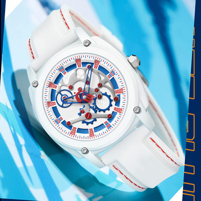 UTHAI CQ204 Нов електронен кварцов мъжки часовник Мода Свободно време Спортна тенденция Силиконов водоустойчив и удароустойчив часовник за мъже