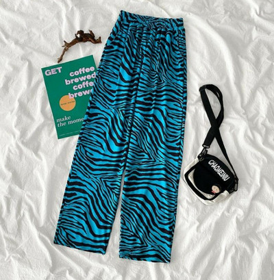 Zabavne ležerne hlače s printanim zebrastim uzorkom, ženske pidžame Ljetne široke divlje hlače visokog struka, trendi sportske hlače