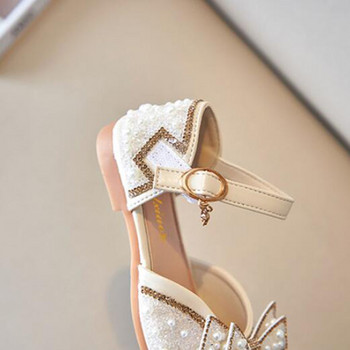 Нови сандали за момичета Сладка панделка Перлени пайети Детски обувки за принцеса Плоски токчета Деца Танцуващи размер 21-36