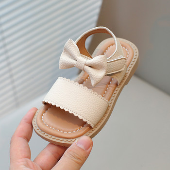 Сандали за момичета за малки деца Плажни обувки за малки деца 2024 Летни чисто нови детски плоски сандали Сладка принцеса с папионка отворени пръсти