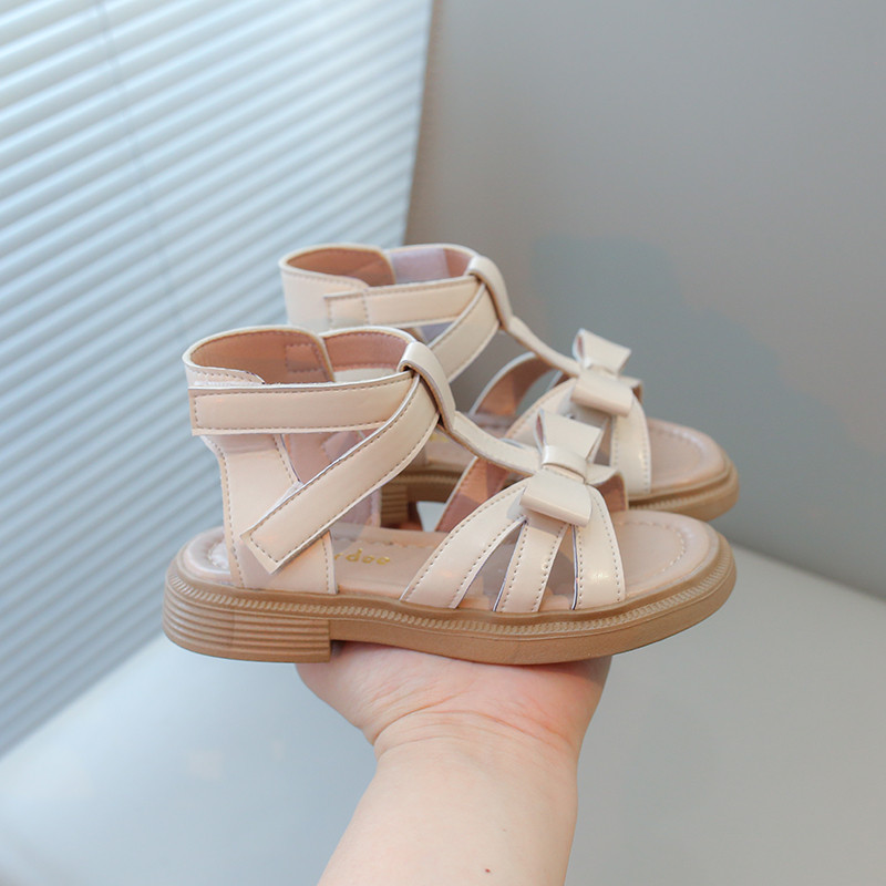 Bērnu vasaras sandales Bērnu pludmales sandales ar augstu augšdaļu ar priekšgala mezglu Princess Sweet Water Shoes Bērnu sandales Gladiators T veida siksniņa, mīksta