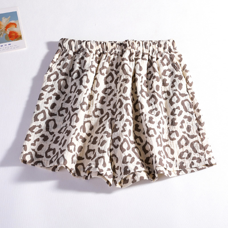 Ljetne ženske kratke hlače s leopard uzorkom, pidžama hlače, kućne hlače, pamučne široke, udobne, ležerne, tanke hlače za plažu 2022.