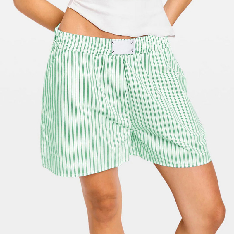 Naiste Y2K ruuduline pidžaama lühikesed püksid, triibuline elastne vöökoht lahtised mugavad unepüksid suvised vabaaja Pj-püksid koduriided