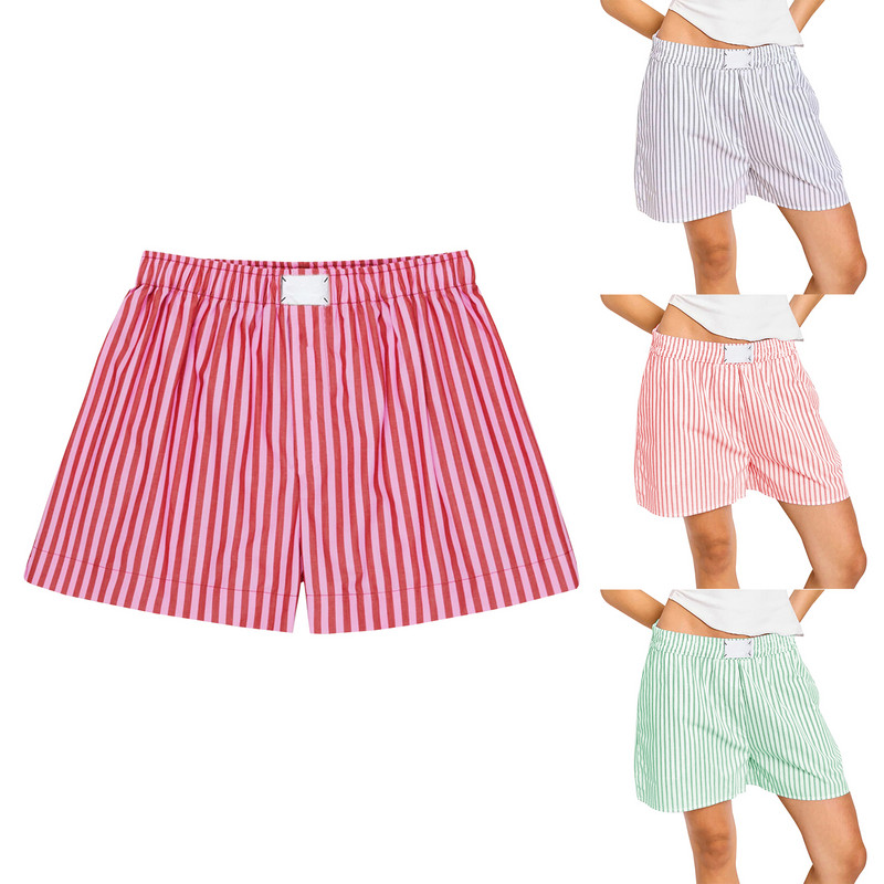 Naiste Y2K ruuduline pidžaama lühikesed püksid, triibuline elastne vöökoht lahtised mugavad unepüksid suvised vabaaja Pj-püksid koduriided