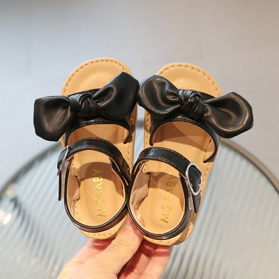 Laste sandaalid Bowknot Pu Nahast Laste liugurid Solid neljavärvilised Suvised Pehmed Armsad Tüdrukute Lamedad Kingad Suurus 21-30