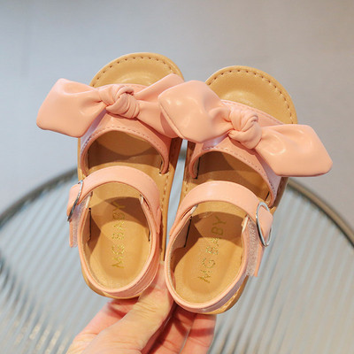 Laste sandaalid Bowknot Pu Nahast Laste liugurid Solid neljavärvilised Suvised Pehmed Armsad Tüdrukute Lamedad Kingad Suurus 21-30