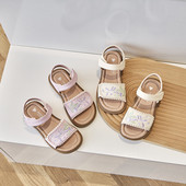 Suvised lastesandaalid tüdrukutele Elegantsed lainelised ääristega mood Mitmekülgsed armsad lapsed Põhjenduspidu Pulmad Antiikkingad H05062