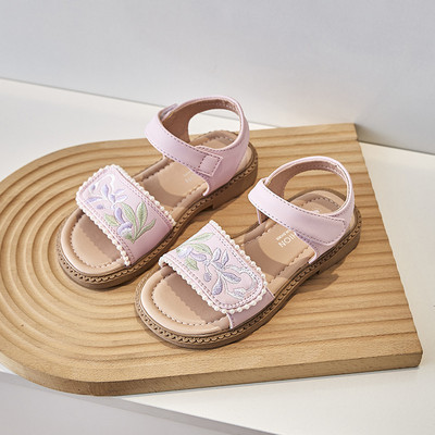 Suvised lastesandaalid tüdrukutele Elegantsed lainelised ääristega mood Mitmekülgsed armsad lapsed Põhjenduspidu Pulmad Antiikkingad H05062