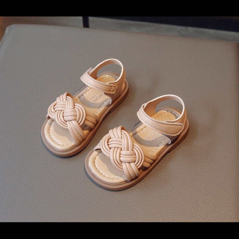 Sandale za djevojčice, nove ljetne 2024., pletene cipele za princeze s otvorenim prstima, moderne dječje cipele s mekim potplatom