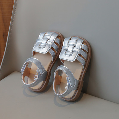 Bērnu sandales Pītas melnas šķembas Gladiatora stils Meiteņu slīdņi Pārvalks Purngals Dobs Pu ādas Vasaras Bērnu apavi 21-30