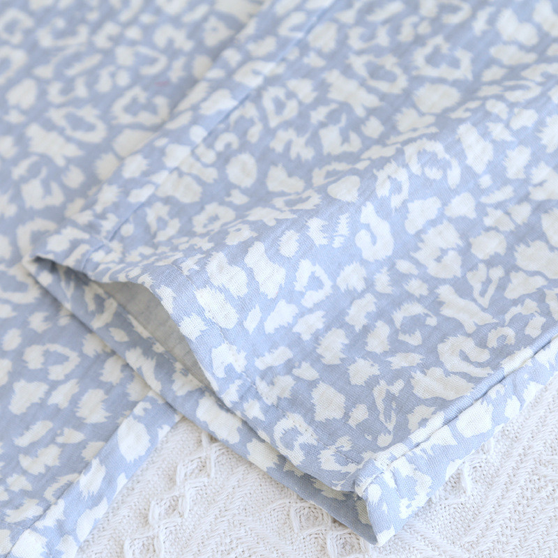 Sieviešu lielizmēra mājas pidžamas bikses kokvilnas divslāņu leoparda apdruka, mīkstas un brīvas bikses visu sezonu garās bikses