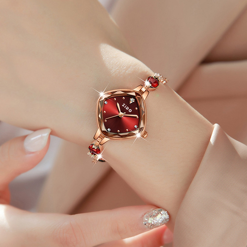 Női karóra márka piros High Beauty luxus kristály gyémánt fém karkötő vízálló gyémánt női divatos óra óra ajándék