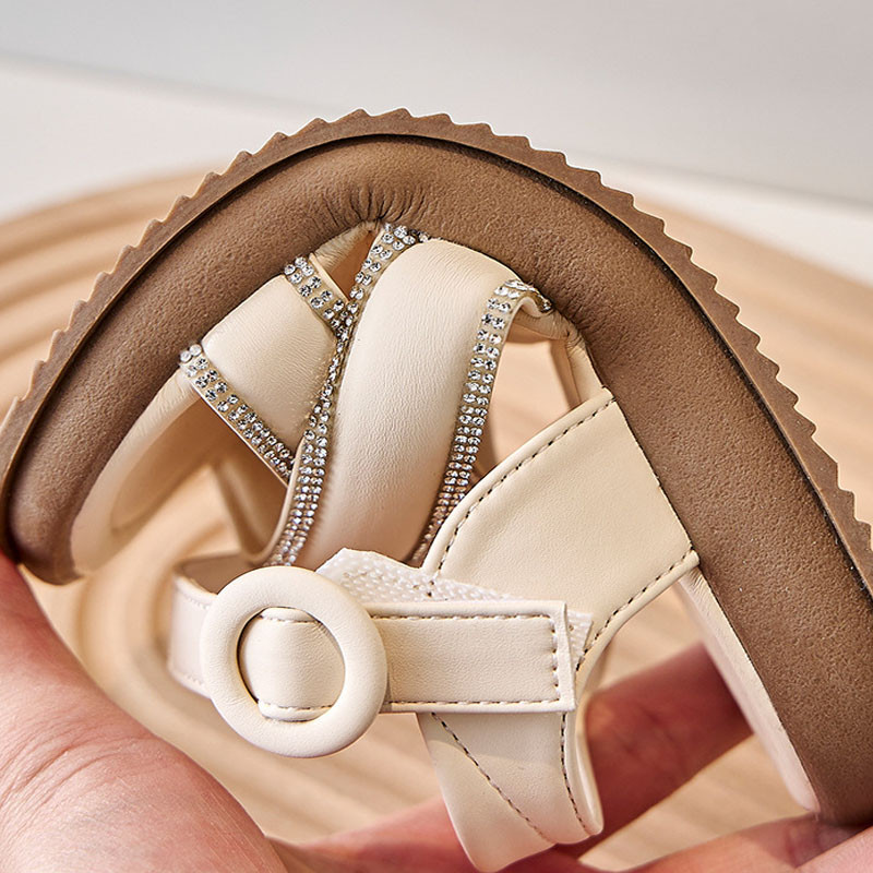 Suvised Tüdrukute Sandaalid Lastejalatsid Printsessikingad Väikesele Tüdrukule Uued Sweet Crystal Rhinestone Üliõpilaspeokingad Pulmakingad H05061