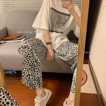 Leopard Πυτζάμες Παντελόνι Γυναικεία Sleep Sleepwear Κορεατικού στυλ Καλοκαιρινό πάτο μέχρι τον αστράγαλο Σπίτι Ελαστική μέση Δωμάτιο Ρούχα ύπνου