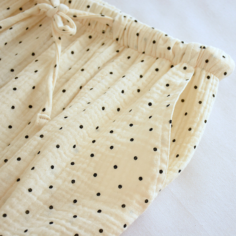 Sieviešu pavasara un vasaras punktiņu apdruka, garas bikses Ērtas un brīvas liela izmēra kokvilnas sieviešu mājas guļambikses