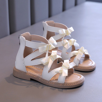 Meiteņu sandales bērniem 2024. g. Jaunas vasaras bērnu rietumu stila ērtas romiešu kurpes lieliem bērniem, 26.–36. izmērs