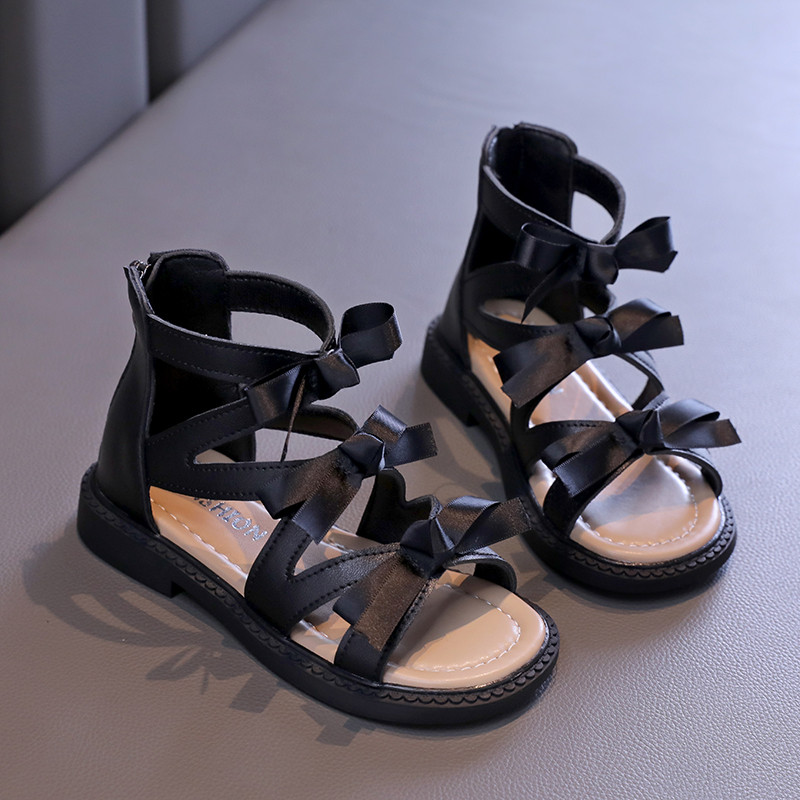 Meiteņu sandales bērniem 2024. g. Jaunas vasaras bērnu rietumu stila ērtas romiešu kurpes lieliem bērniem, 26.–36. izmērs