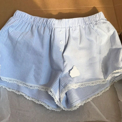 Pijamale cu dungi Pantaloni pentru femei Pantaloni scurți pentru dormit Pantaloni de vară Lenjerie de noapte din dantelă coreeană Îmbrăcăminte de acasă cu talie elastică Îmbrăcăminte de dormit