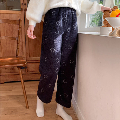 Podebljane plišane donje hlače za spavanje za žene sa zvjezdicama, nove jesensko-zimske ležerne kućne hlače, smiješne bijele pidžame