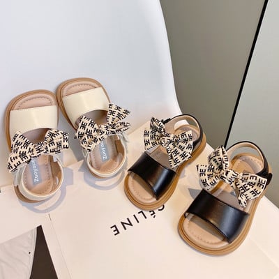 Unishuni Toddler Girl Sandal Baby Princess Open Toed Vasaras apavi bērniem Bowtie Strap Beach Sandal Kid Neslīdoši, mīksta zole