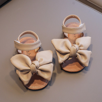 Tüdrukute suvesandaalid, suured kikilips, PU-nahast 21-30 armsad laste liugurid, armsad, stiilsed kolme värviga painduvad armsad laste korterid