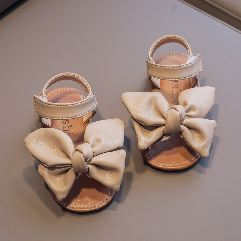 Tüdrukute suvesandaalid, suured kikilips, PU-nahast 21-30 armsad laste liugurid, armsad, stiilsed kolme värviga painduvad armsad laste korterid