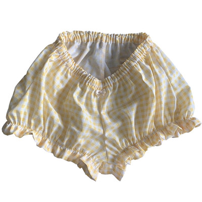 Y2K rūtaini pidžamas šorti elastīga josla, volānveida apdare atpūtas šorti Kawaii Aesthetic Cottage pidžamas apakšā Bikses mājas apģērbs pludmales apģērbs