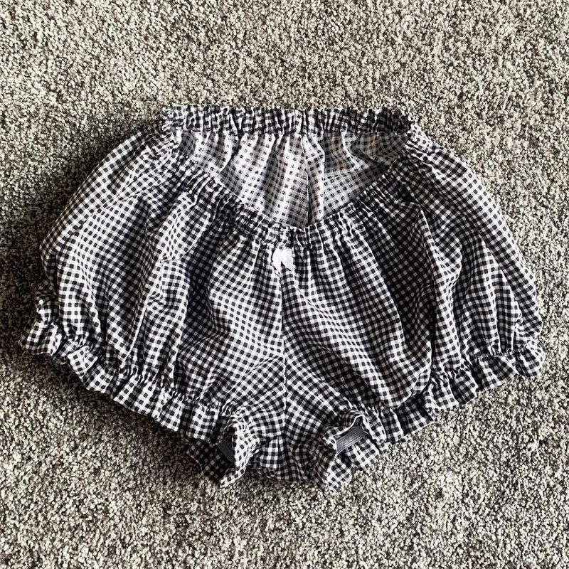 Y2K rūtaini pidžamas šorti elastīga josla, volānveida apdare atpūtas šorti Kawaii Aesthetic Cottage pidžamas apakšā Bikses mājas apģērbs pludmales apģērbs