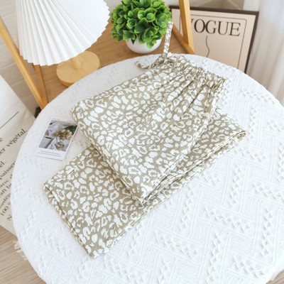 Leopardprintiga suvised pidžaamad magamispüksteks kodupüksteks Puhtast puuvillast õhukesed lahtised pidžaamapüksid naiste puhkepüksid