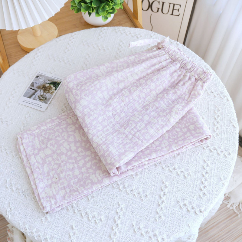 Leopardprintiga suvised pidžaamad magamispüksteks kodupüksteks Puhtast puuvillast õhukesed lahtised pidžaamapüksid naiste puhkepüksid