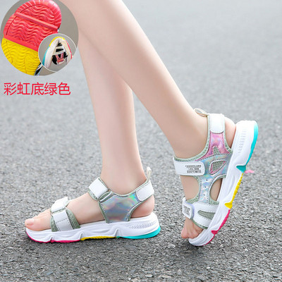 Zīmolu meiteņu sandales 2023. g. Jaunas vasaras bērnu pludmales kurpes Mazām meitenēm Sandales Modes Lielas Bērnu Princešu sporta sandales