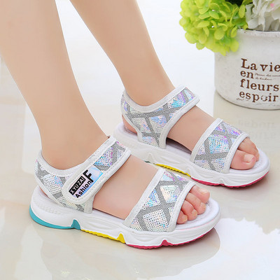 Zīmolu meiteņu sandales 2023. g. Jaunas vasaras bērnu pludmales kurpes Mazām meitenēm Sandales Modes Lielas Bērnu Princešu sporta sandales