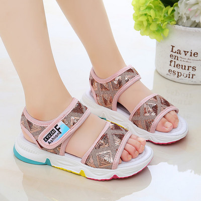 Zīmolu meiteņu sandales 2023. g. Jaunas vasaras bērnu pludmales kurpes Mazām meitenēm Sandales Modes Lielas Bērnu Princešu sporta sandales