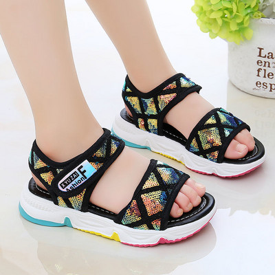 Zīmolu meiteņu sandales 2023. g. Jaunas vasaras bērnu pludmales kurpes Mazām meitenēm Sandales Modes Lielas Bērnu Princešu sporta sandales