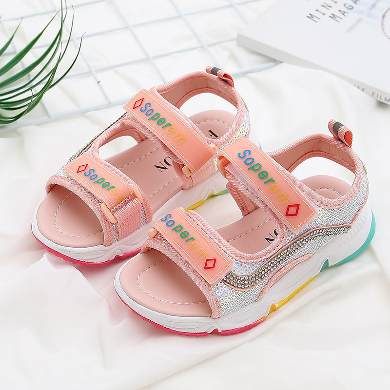 Zīmolu meiteņu sandales 2023. g. Jaunas vasaras bērnu pludmales kurpes Mazām meitenēm Sandales Modes Lielas Bērnu Princešu sporta sandales